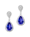 Bloomingdale's Tanzanite & Diamond Pear Drop Earrings In 14k White Gold - Exclusive In Blue/white