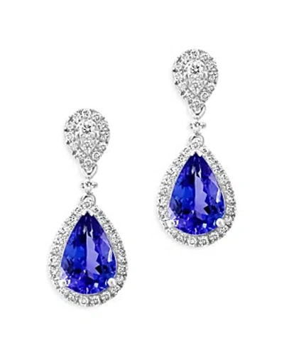 Bloomingdale's Tanzanite & Diamond Pear Drop Earrings In 14k White Gold - Exclusive In Blue/white