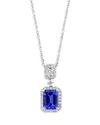 Bloomingdale's Tanzanite & Diamond Pendant Necklace In 14k White Gold, 18 - Exclusive In Blue/white