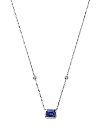 Bloomingdale's Tanzanite & Diamond Pendant Necklace In 14k White Gold, 18 - Exclusive In Blue/white