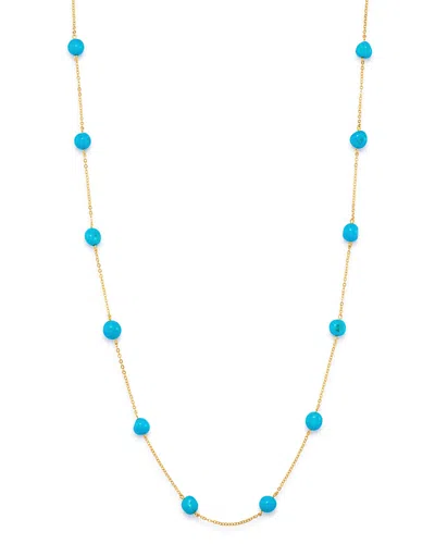 Bloomingdale's Turquoise Adjustable Station Necklace In 14k Yellow Gold, 7-19 - Exclusive In Turquoise/gold