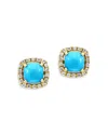 Bloomingdale's Turquoise & Diamond Halo Stud Earrings In 14k Yellow Gold - Exclusive In Turquoise/gold