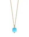Bloomingdale's Turquoise & Diamond Pendant Necklace In 14k Yellow Gold, 18 - Exclusive In Gold/blue