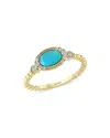 Bloomingdale's Turquoise & Diamond Stack Ring In 14k Yellow Gold - Exclusive In Blue/gold