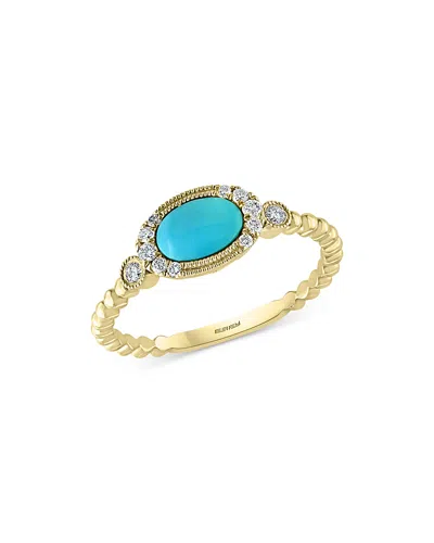 Bloomingdale's Turquoise & Diamond Stack Ring In 14k Yellow Gold - Exclusive In Blue/gold