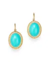 Bloomingdale's Turquoise Bezel Set Earrings In 14k Yellow Gold - Exclusive In Blue/gold