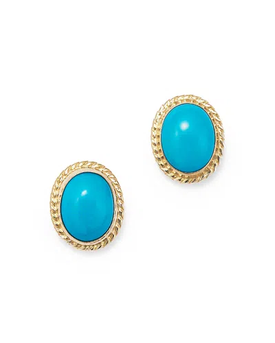Bloomingdale's Turquoise Bezel Set Small Stud Earrings In 14k Yellow Gold - Exclusive In Turquoise/gold