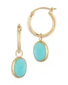 Bloomingdale's Turquoise Dangle Hoop Earrings In 14k Yellow Gold - Exclusive In Blue/gold