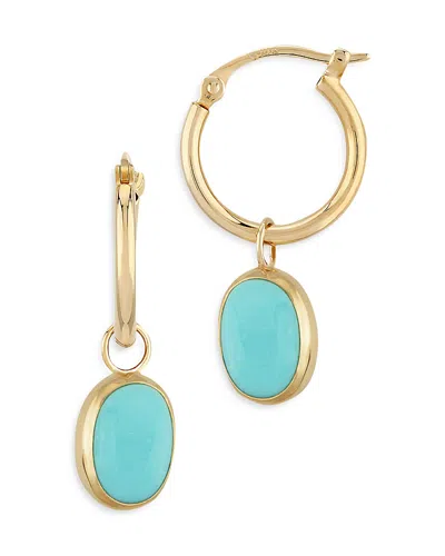 Bloomingdale's Turquoise Dangle Hoop Earrings In 14k Yellow Gold - Exclusive In Blue/gold