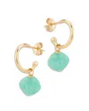 Bloomingdale's Turquoise Dangle Mini Hoop Earrings In 14k Yellow Gold - Exclusive In Turquoise/yellow Gold