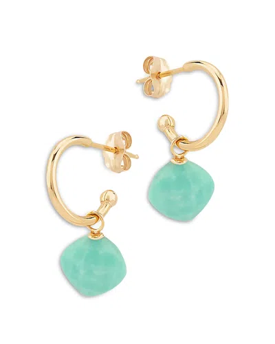 Bloomingdale's Turquoise Dangle Mini Hoop Earrings In 14k Yellow Gold - Exclusive In Turquoise/yellow Gold