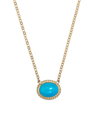 Bloomingdale's Turquoise Oval Bezel Pendant Necklace In 14k Yellow Gold, 17 - Exclusive In Blue/gold