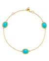 Bloomingdale's Turquoise Station Bracelet In 14k Yellow Gold - Exclusive In Blue/gold