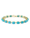 Bloomingdale's Turquoise Station Link Bracelet In 14k Yellow Gold - Exclusive In Blue/gold