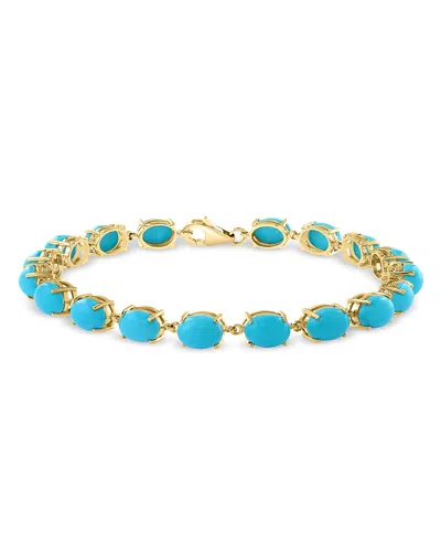 Bloomingdale's Turquoise Station Link Bracelet In 14k Yellow Gold - Exclusive In Blue/gold