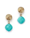 Bloomingdale's Turquoise Swirl Drop Earrings In 14k Yellow Gold - Exclusive In Blue/gold