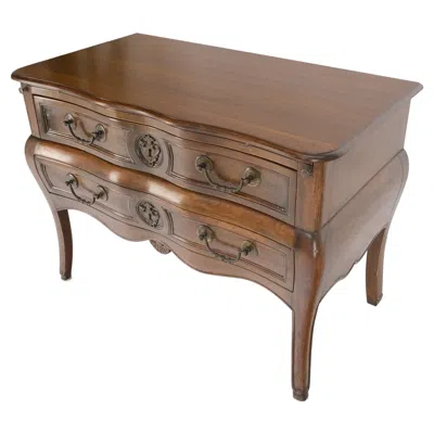 Pre-owned Bloomingdale's Two Drawers Spanish Colonial Heavy Solid Wood Planks Construction Chest Dresser In Brown