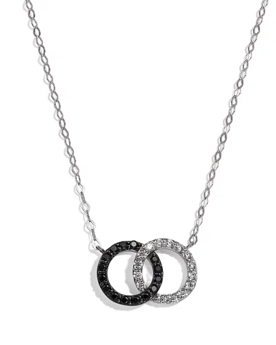 Bloomingdale's White & Black Diamond Double O Pendant Necklace In 14k White Gold, 0.25 Ct. T. W. - 150th Anniversar In Black/white