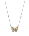Bloomingdale's White & Yellow Diamond Butterfly Necklace In 14k Yellow & White Gold, 18 - Exclusive In White/yellow