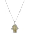 Bloomingdale's White & Yellow Diamond Hamsa Pendant Necklace In 14k Yellow & White Gold, 1.35 Ct. T. W. - Exclusive In Yellow/white