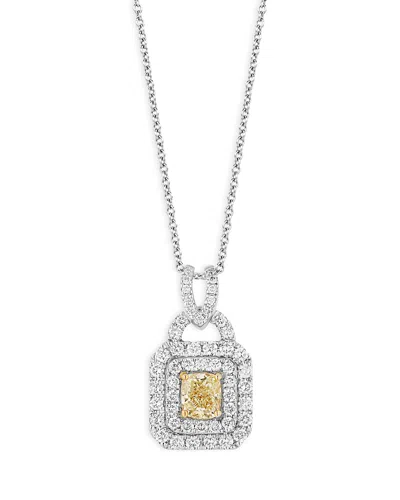 Bloomingdale's White & Yellow Diamond Pendant Necklace In 14k White Gold, 1.0 Ct. T. W. - Exclusive In Yellow/white