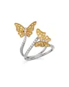 Bloomingdale's Yellow & White Diamond Butterfly Ring In 14k Yellow & White Gold- Exclusive In White/gold