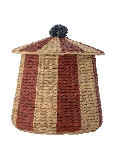 Bloomingville Birsen Striped-pattern Pompom-detail Basket In Multi