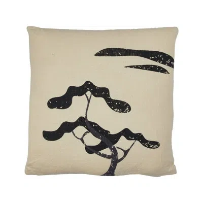 Bloomingville Cotton Printed Slub Pillow With Landscape In Multicolored