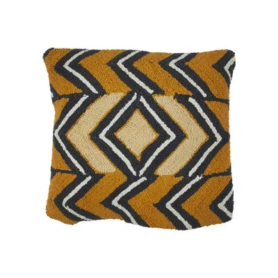 Bloomingville Cotton Punch Hook Pillow With Chevron Design In Multicolored