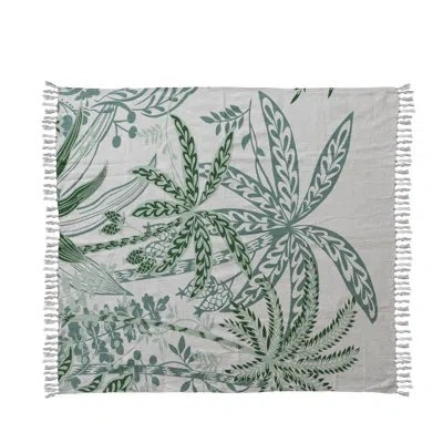 Bloomingville Cotton Slub Throw Blanket In Green