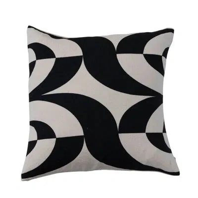Bloomingville Cotton Slub Throw Pillow Cover With Abstract