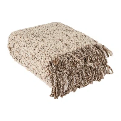Bloomingville Cozy Haven Wool Blend Shag Throw In Brown,gray