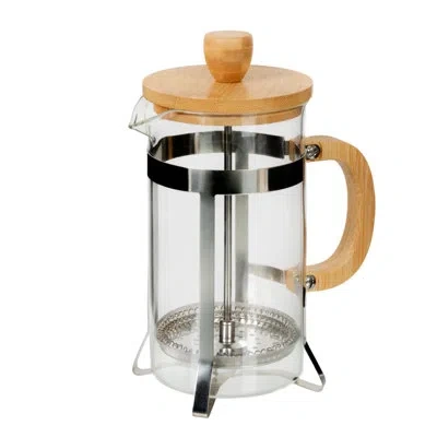 Bloomingville Glass And Stainless Steel French Press With Bamboo Lid And Handle In Natural