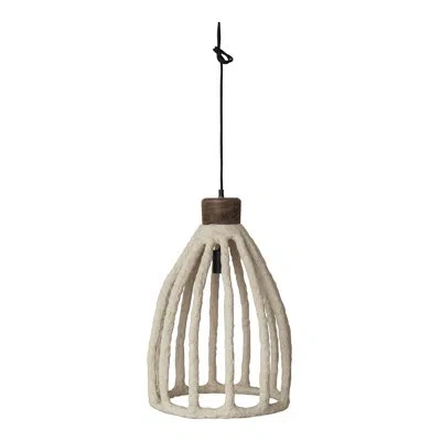 Bloomingville Handmade Paper Mache, Mango Wood And Metal Pendant Lamp