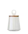 Bloomingville Large Clear Glass Jar With Mango Wood & Marble Lid In Clear