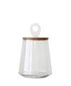 Bloomingville Small Clear Glass Jar With Mango Wood & Marble Lid In Clear