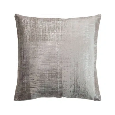 Bloomingville Square Cotton Velvet Printed Pillow With Silver Design And Silver Foil