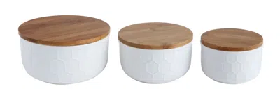 Bloomingville White Speckled Round Stoneware Planter With Black Metal Stand