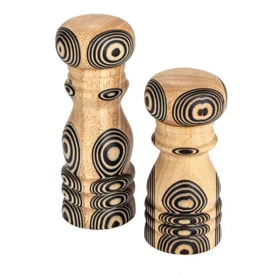 Bloomingville Wood Salt And Pepper Shaker Set In Black
