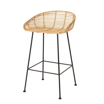 Bloomingville Woven Rattan And Metal Stella Bar Stool In Brown