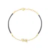 Bloomtine | Earth Angel Hq Women's Black / Gold Enchanting Flutterfly Gold Vermeil Butterfly Black Silk Cord Thread Bracelet In Multi