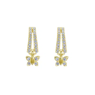 Bloomtine | Earth Angel Hq Women's Enchanting Flutterfly™ Gold Vermeil Butterfly Huggies