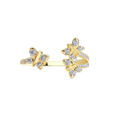 Bloomtine | Earth Angel Hq Women's Enchanting Flutterfly™ Gold Vermeil Trio Eternity Butterfly Ring