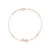 Bloomtine | Earth Angel Hq Women's Enchanting Flutterfly Rose Gold Vermeil Butterfly Pink Silk Cord Thread Bracelet In Gold