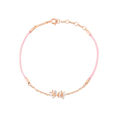 Bloomtine | Earth Angel Hq Women's Enchanting Flutterfly Rose Gold Vermeil Butterfly Pink Silk Cord Thread Bracelet