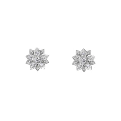 Bloomtine | Earth Angel Hq Women's Eternal Bloom™ Solid White Gold Diamond Flower Studs