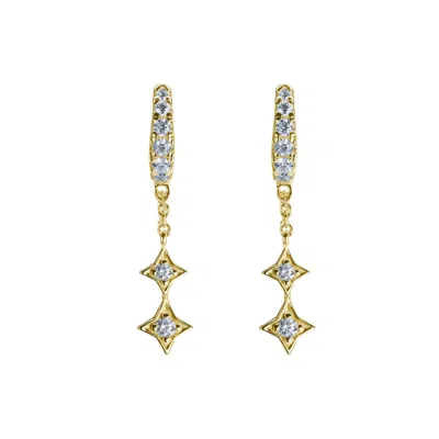 Bloomtine | Earth Angel Hq Women's Illuminess™ Mini Gold Vermeil Shooting Star Moissanite Huggies