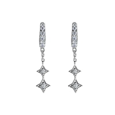 Bloomtine | Earth Angel Hq Women's Illuminess™ Mini Sterling Silver Shooting Star Moissanite Huggies