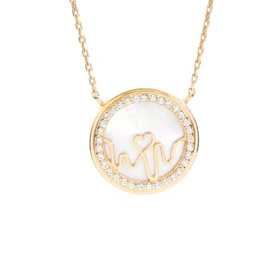Bloomtine | Earth Angel Hq Women's Loves Frequency™ 18k Solid Gold Natural Diamond & Mother Of Pearl Heartbeat Necklace