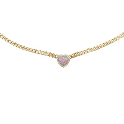 Bloomtine | Earth Angel Hq Women's Loves Frequency™ Mini Gold Plated Pinky Blue Fire Opal Heart Choker